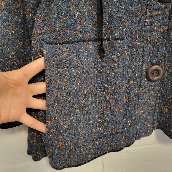 Curio Blue Cardigan Sweater 80s Twee Buttons Pockets Size Medium - Picture 6 of 12